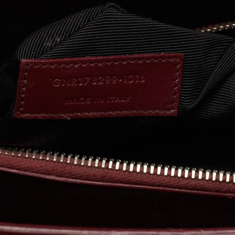 Pre Owned Saint Laurent Burgundy Croc Embossed Leather Small Sac De Jour Tote