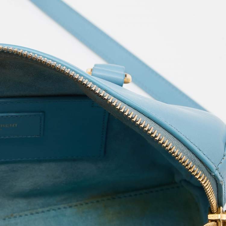 Pre Owned Saint Laurent Light Blue Leather Classic Baby Duffle Bag