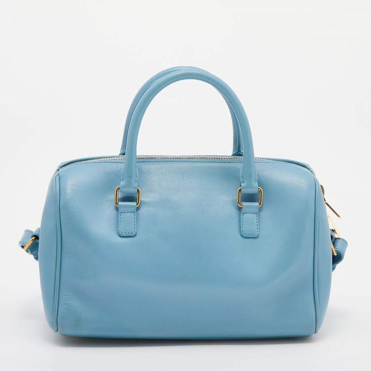 Pre Owned Saint Laurent Light Blue Leather Classic Baby Duffle Bag
