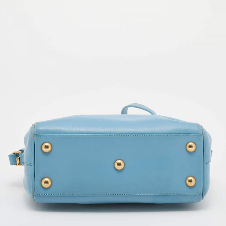 Pre Owned Saint Laurent Light Blue Leather Classic Baby Duffle Bag
