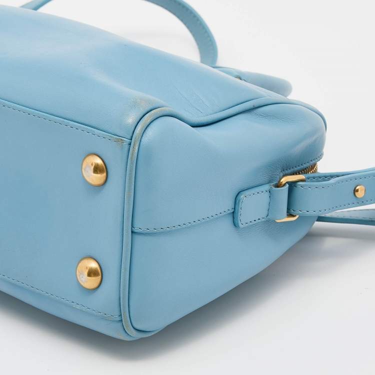 Pre Owned Saint Laurent Light Blue Leather Classic Baby Duffle Bag