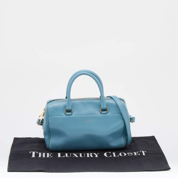 Pre Owned Saint Laurent Light Blue Leather Classic Baby Duffle Bag
