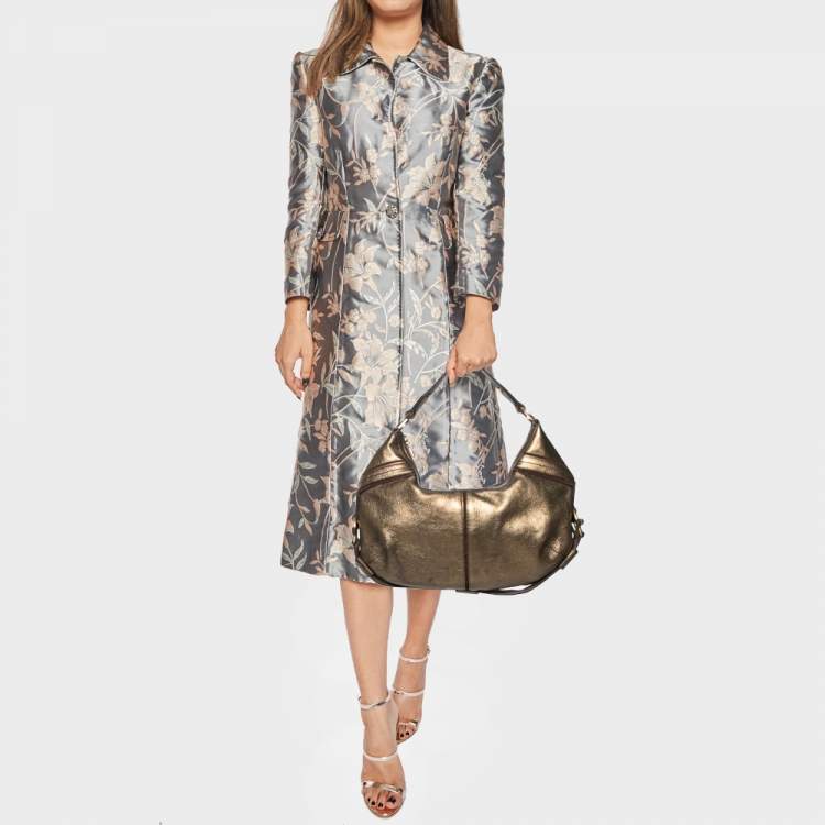 Pre Owned Yves Saint Laurent Metallic Bronze Leather Hobo