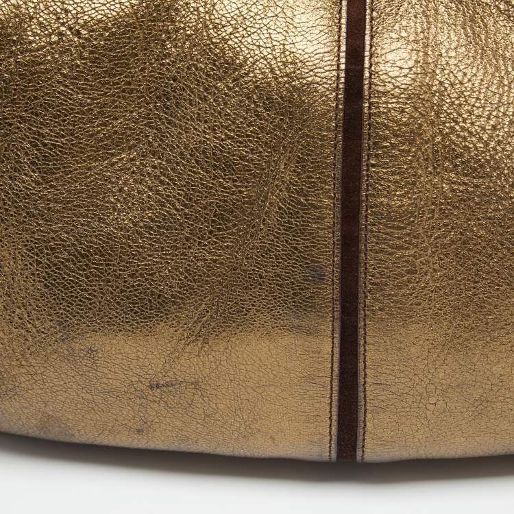Pre Owned Yves Saint Laurent Metallic Bronze Leather Hobo