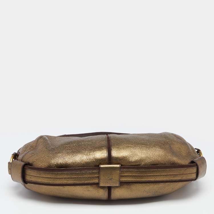 Pre Owned Yves Saint Laurent Metallic Bronze Leather Hobo