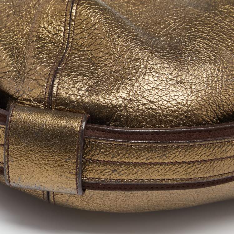 Pre Owned Yves Saint Laurent Metallic Bronze Leather Hobo