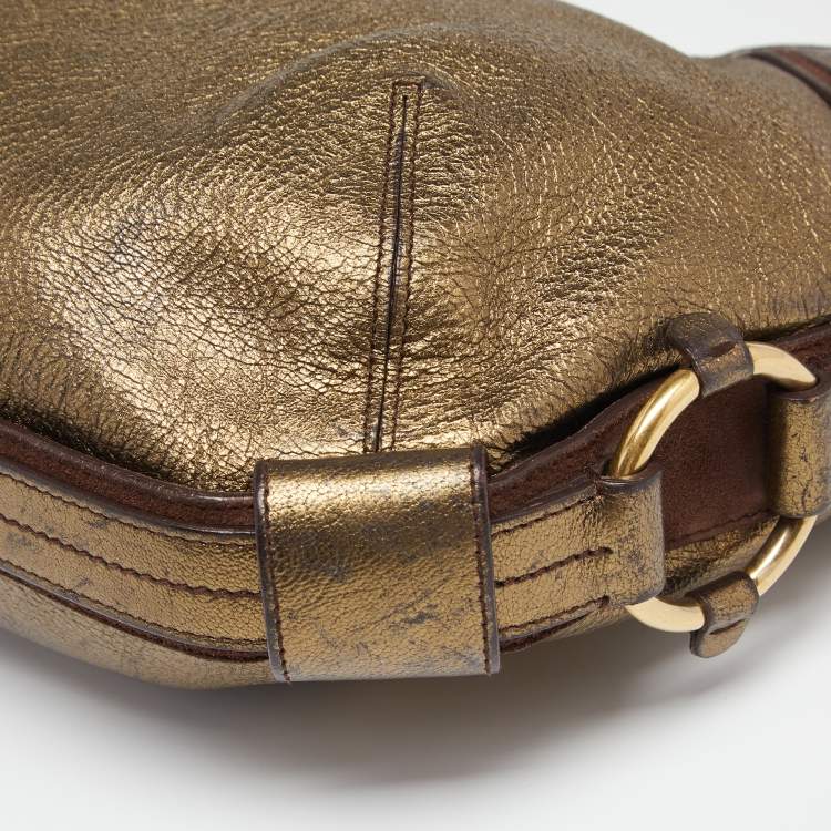 Pre Owned Yves Saint Laurent Metallic Bronze Leather Hobo