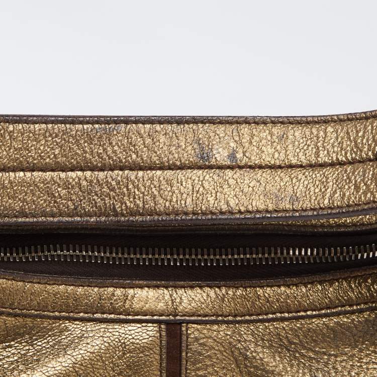Pre Owned Yves Saint Laurent Metallic Bronze Leather Hobo