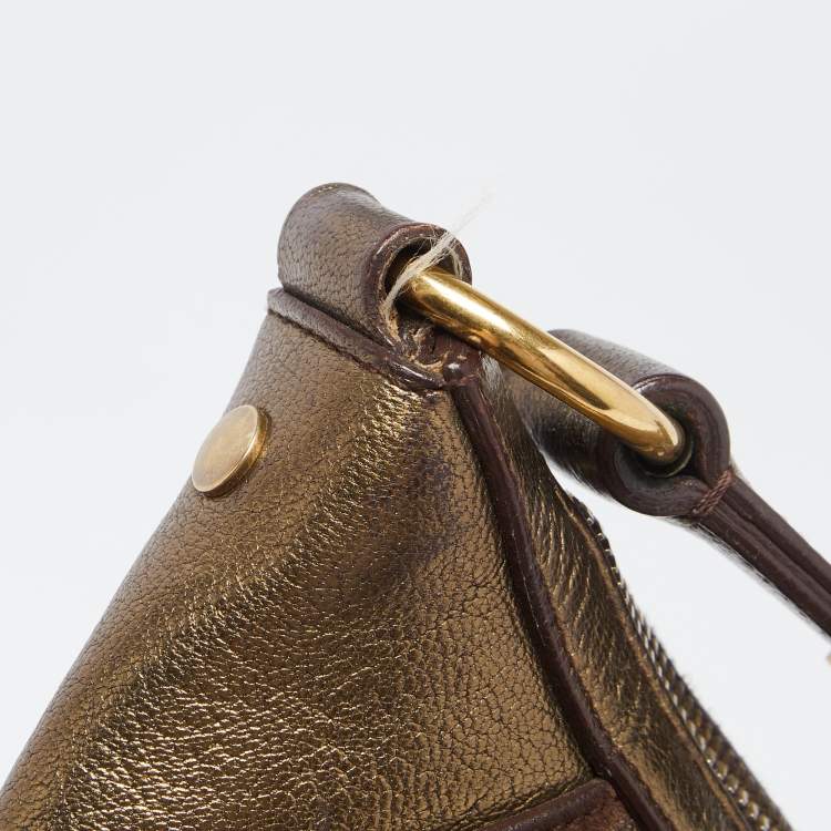 Pre Owned Yves Saint Laurent Metallic Bronze Leather Hobo
