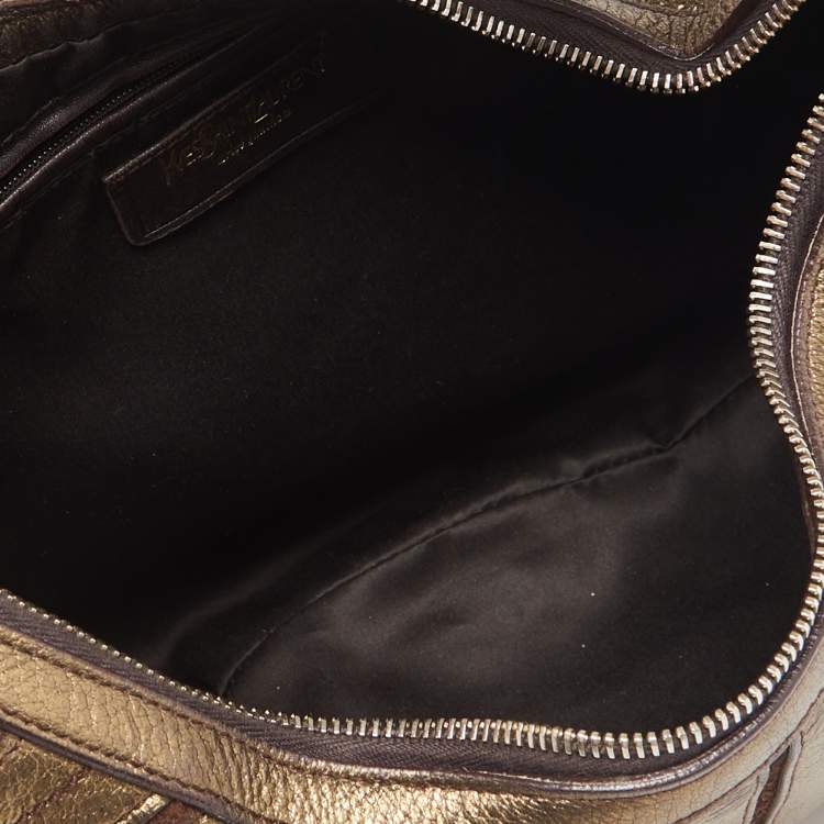 Pre Owned Yves Saint Laurent Metallic Bronze Leather Hobo