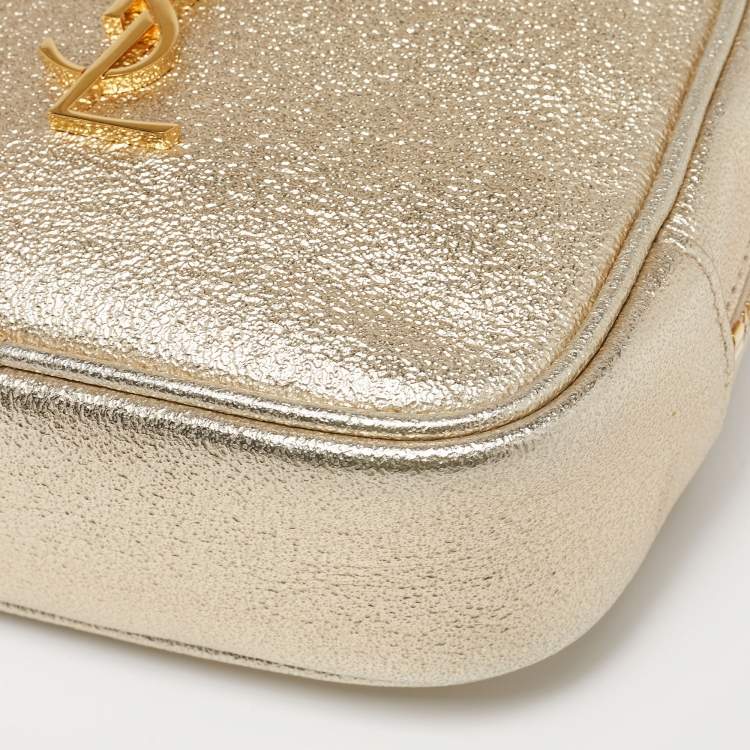 Pre Owned Saint Laurent Metallic Gold Leather Blogger Crossbody Bag