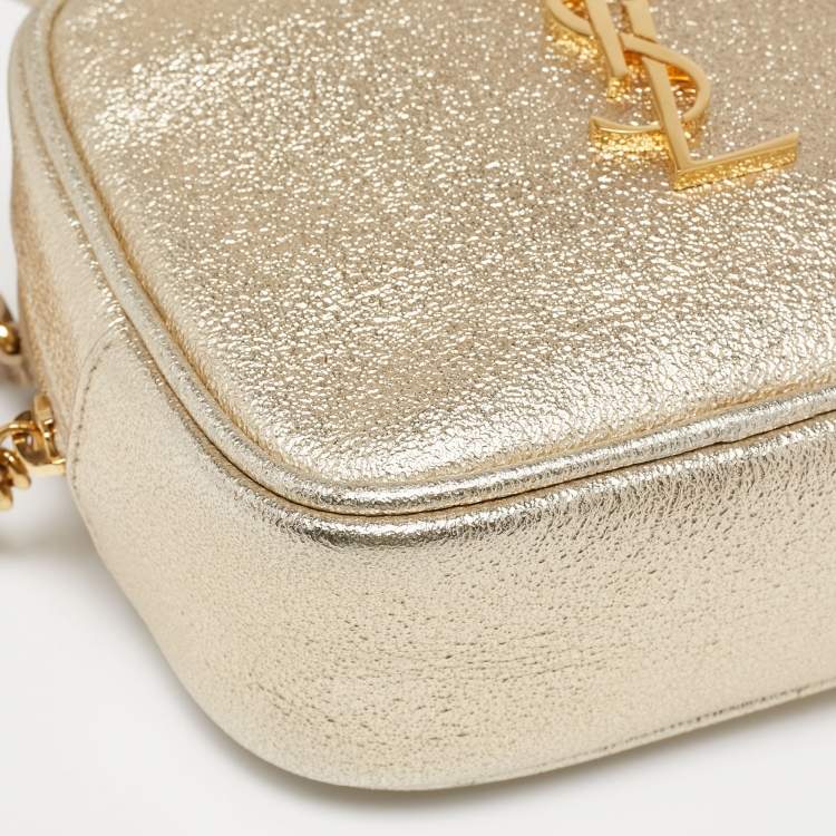 Pre Owned Saint Laurent Metallic Gold Leather Blogger Crossbody Bag