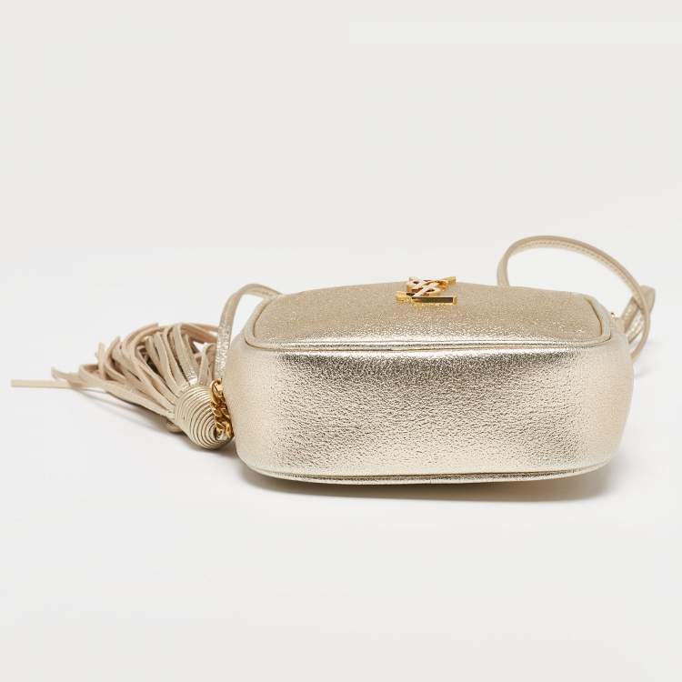 Pre Owned Saint Laurent Metallic Gold Leather Blogger Crossbody Bag