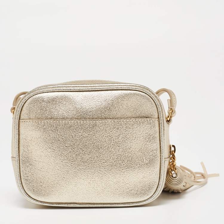 Pre Owned Saint Laurent Metallic Gold Leather Blogger Crossbody Bag