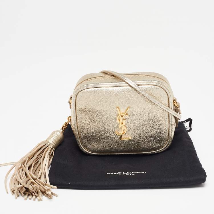 Pre Owned Saint Laurent Metallic Gold Leather Blogger Crossbody Bag