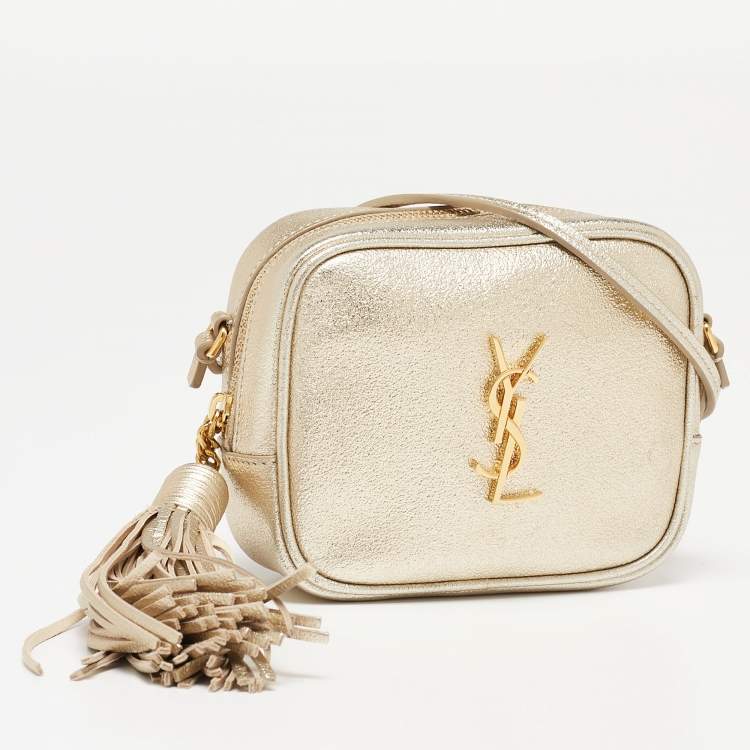 Pre Owned Saint Laurent Metallic Gold Leather Blogger Crossbody Bag