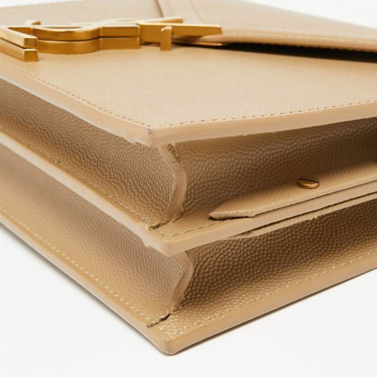 Pre Owned Saint Laurent Beige Grain Leather Medium Cassandra Bag