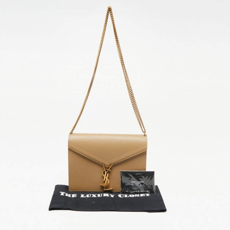 Pre Owned Saint Laurent Beige Grain Leather Medium Cassandra Bag