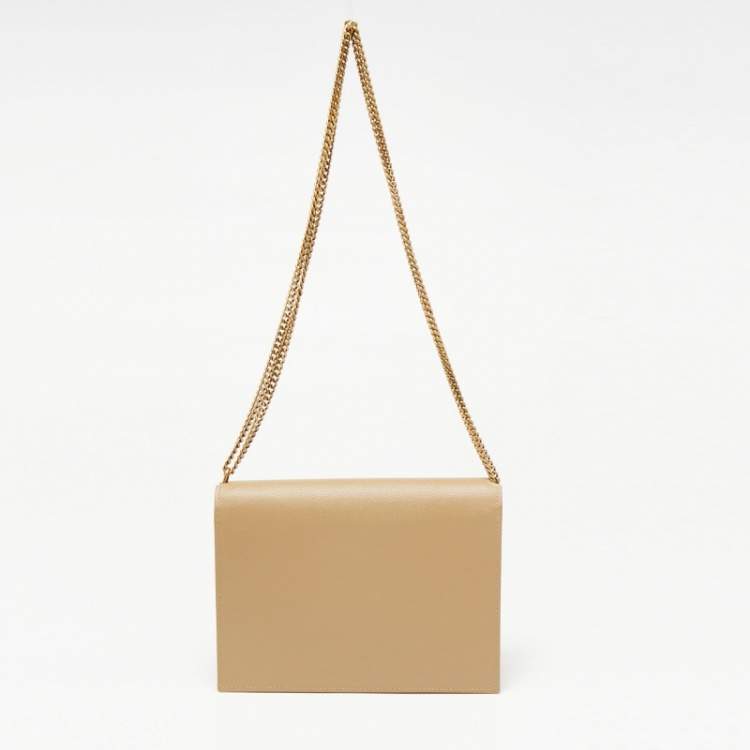Pre Owned Saint Laurent Beige Grain Leather Medium Cassandra Bag