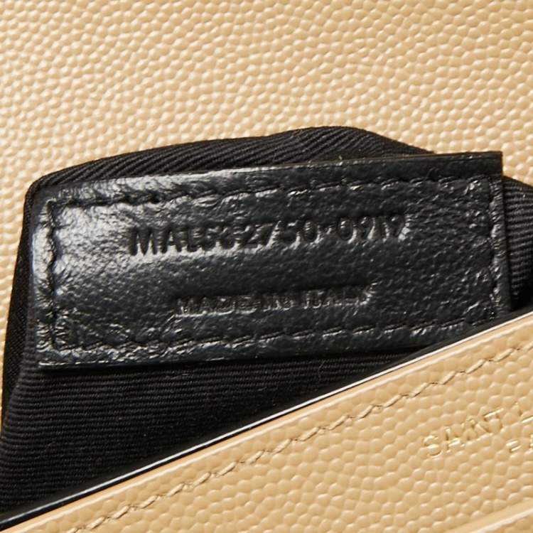 Pre Owned Saint Laurent Beige Grain Leather Medium Cassandra Bag