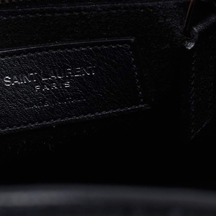 Pre Owned Saint Laurent Black Python Embossed and Leather Small Sac De Jour Tote