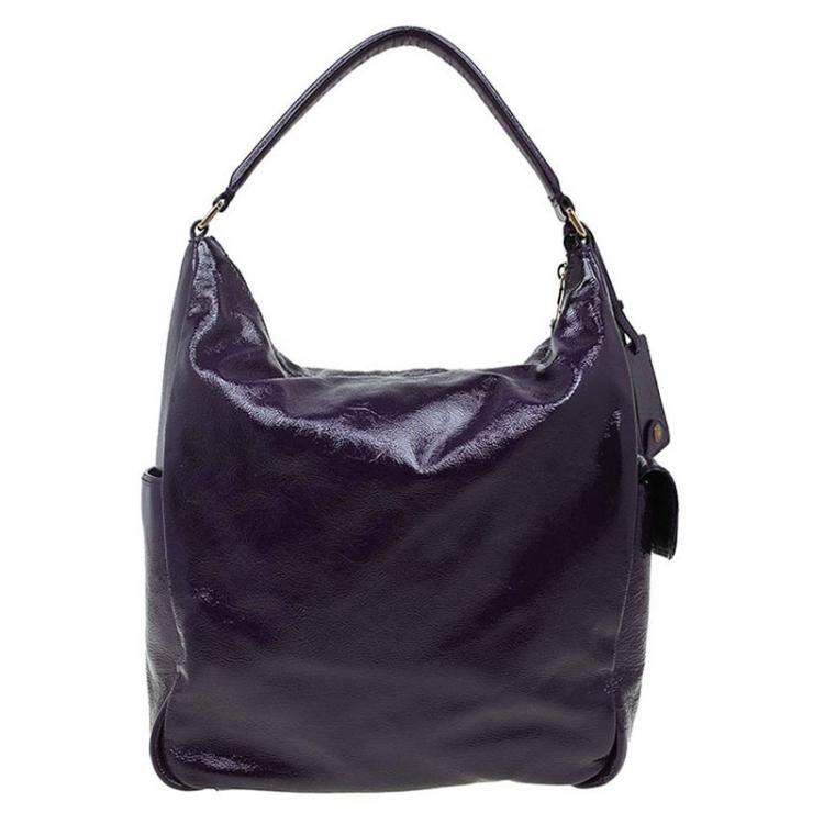 Pre Owned Saint Laurent Paris Purple Patent Leather Multy Hobo