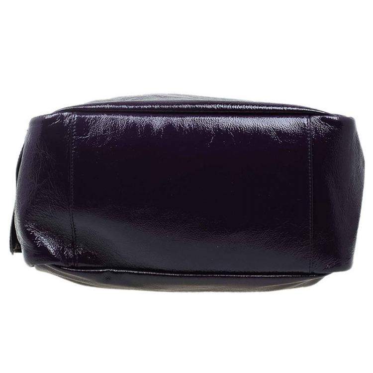Pre Owned Saint Laurent Paris Purple Patent Leather Multy Hobo