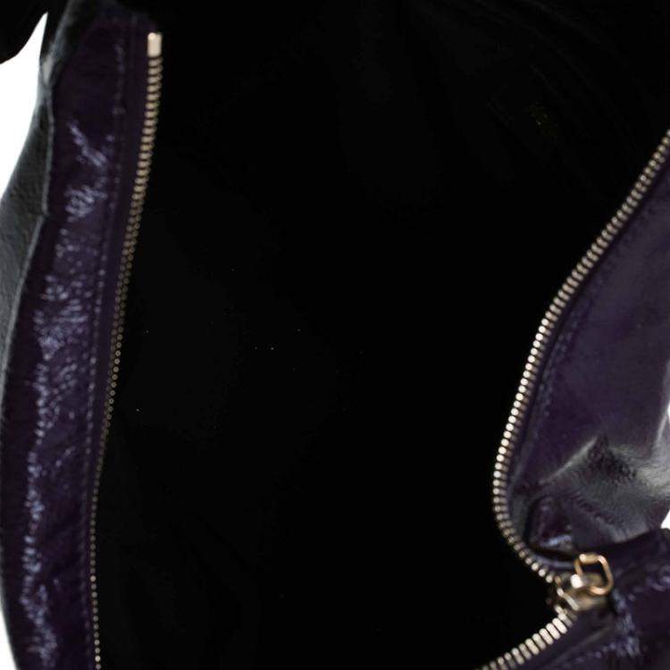Pre Owned Saint Laurent Paris Purple Patent Leather Multy Hobo