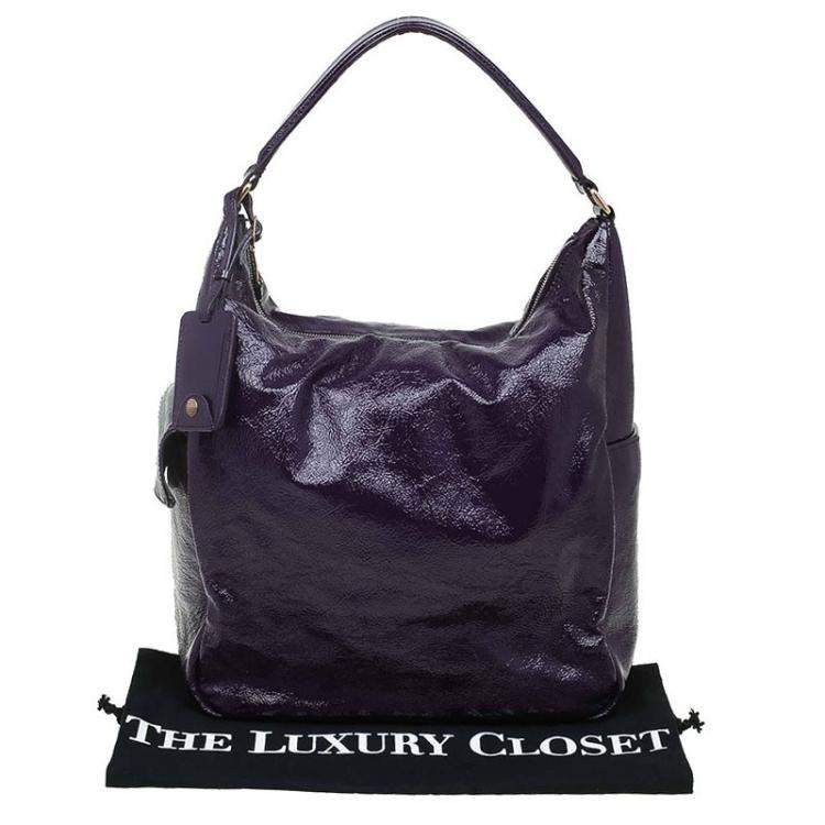 Pre Owned Saint Laurent Paris Purple Patent Leather Multy Hobo