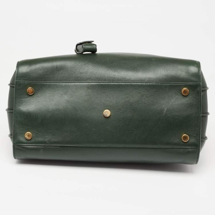 Pre Owned Saint Laurent Emerald Green Leather Small Sac De Jour Tote