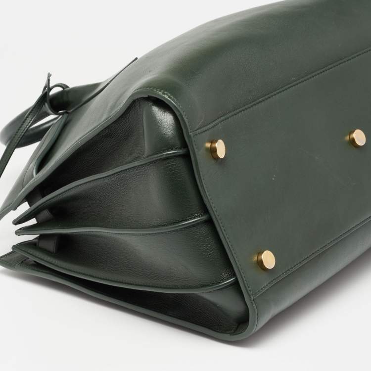Pre Owned Saint Laurent Emerald Green Leather Small Sac De Jour Tote