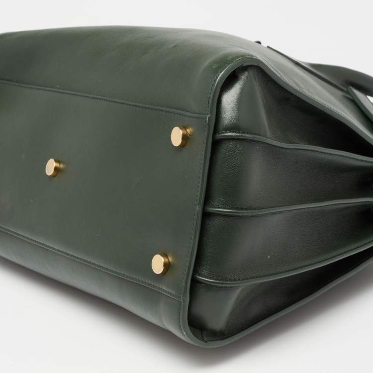 Pre Owned Saint Laurent Emerald Green Leather Small Sac De Jour Tote
