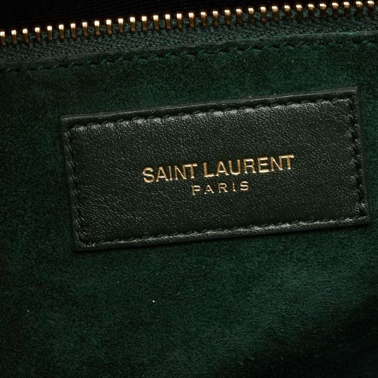 Pre Owned Saint Laurent Emerald Green Leather Small Sac De Jour Tote