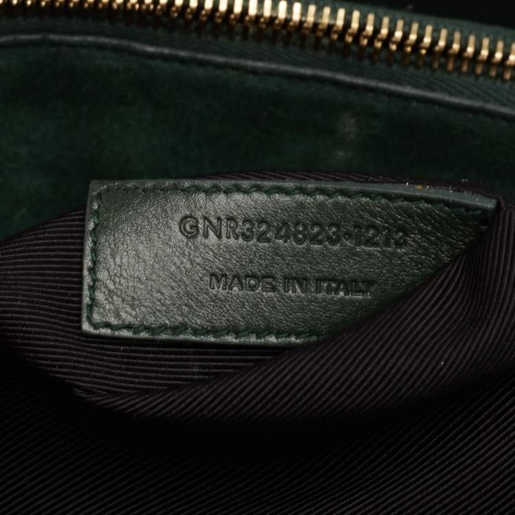 Pre Owned Saint Laurent Emerald Green Leather Small Sac De Jour Tote