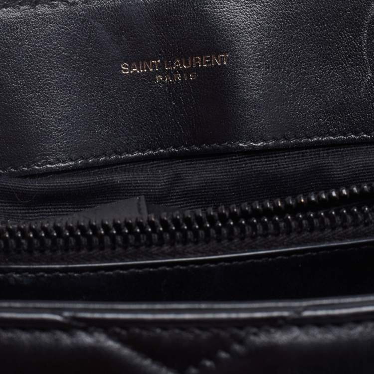 Pre Owned Saint Laurent Black Matelassé Leather Loulou Shoulder Bag