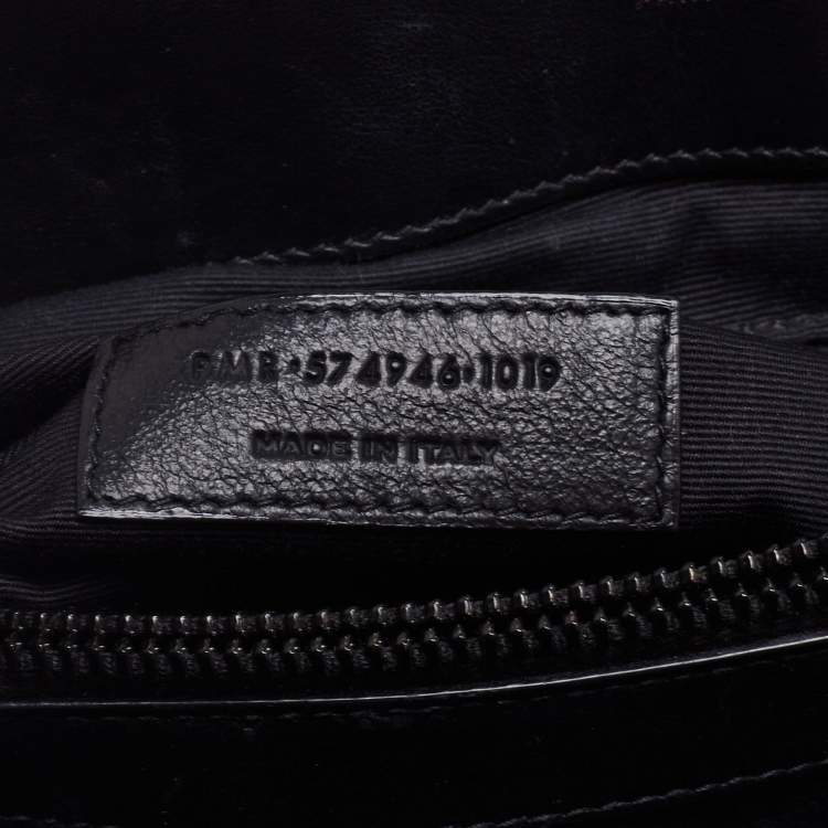 Pre Owned Saint Laurent Black Matelassé Leather Loulou Shoulder Bag