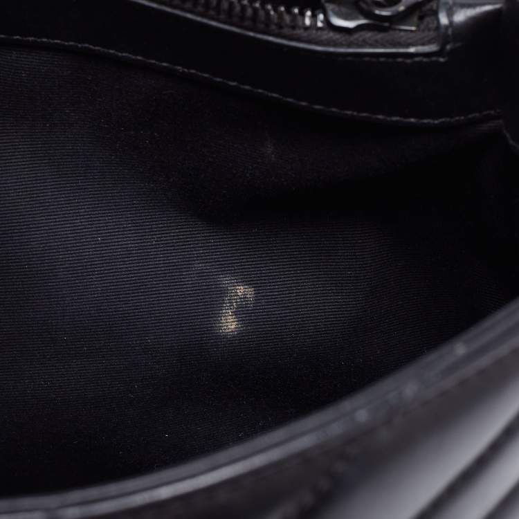 Pre Owned Saint Laurent Black Matelassé Leather Loulou Shoulder Bag