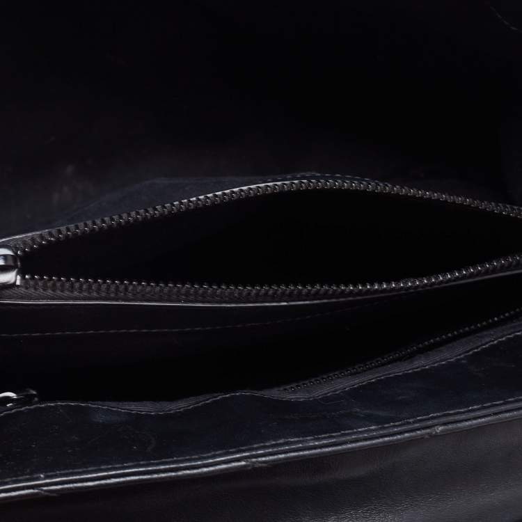 Pre Owned Saint Laurent Black Matelassé Leather Loulou Shoulder Bag