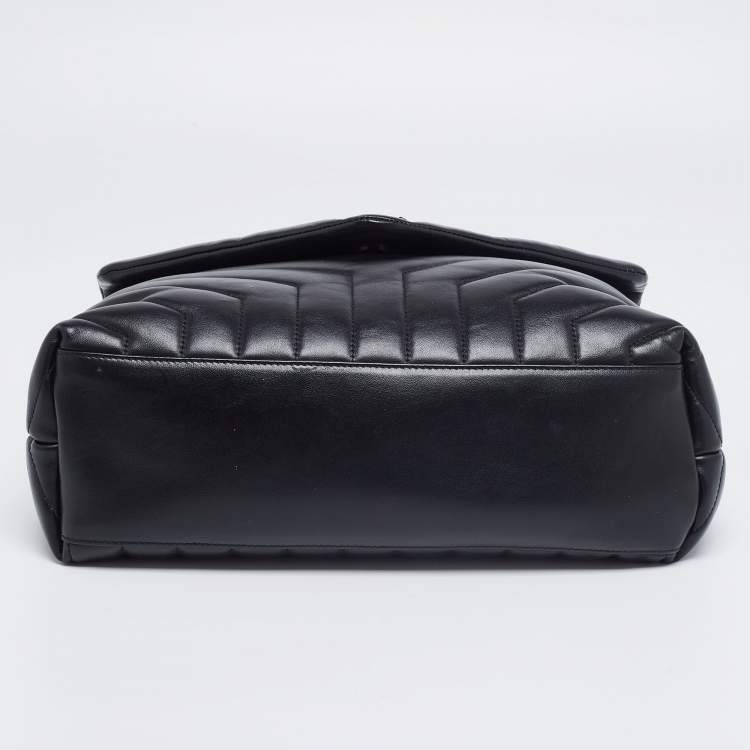 Pre Owned Saint Laurent Black Matelassé Leather Loulou Shoulder Bag