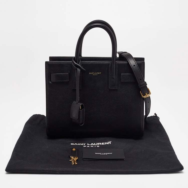 Pre Owned Saint Laurent Black Leather Nano Classic Sac De Jour Tote