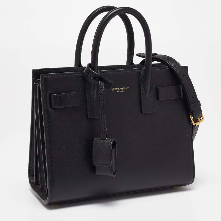 Pre Owned Saint Laurent Black Leather Nano Classic Sac De Jour Tote