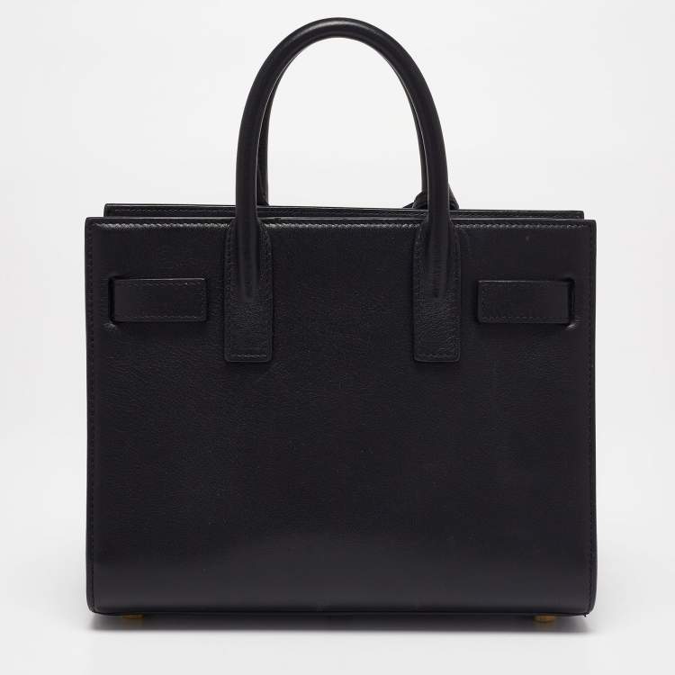 Pre Owned Saint Laurent Black Leather Nano Classic Sac De Jour Tote