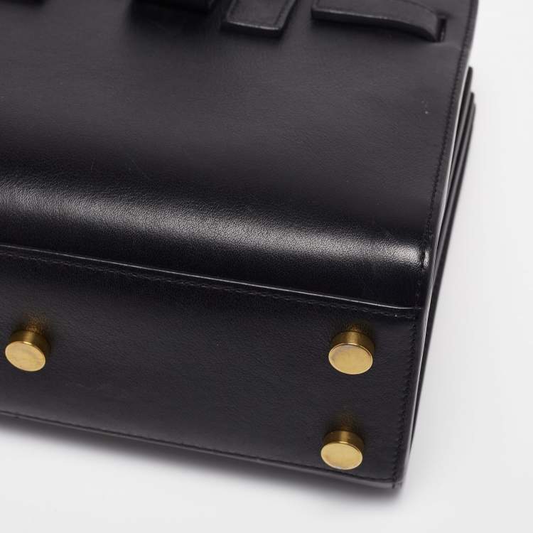 Pre Owned Saint Laurent Black Leather Nano Classic Sac De Jour Tote
