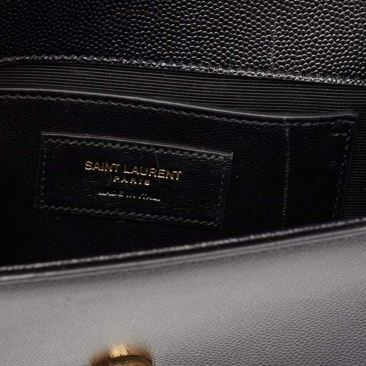 Pre Owned Saint Laurent Black Leather Small Monogram Kate Shoulder Bag