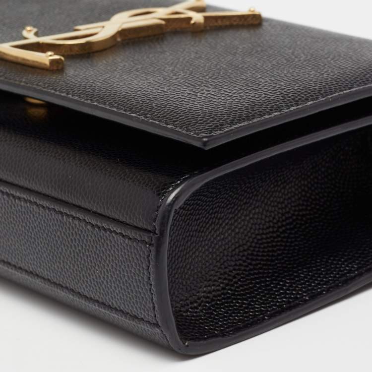 Pre Owned Saint Laurent Black Leather Small Monogram Kate Shoulder Bag
