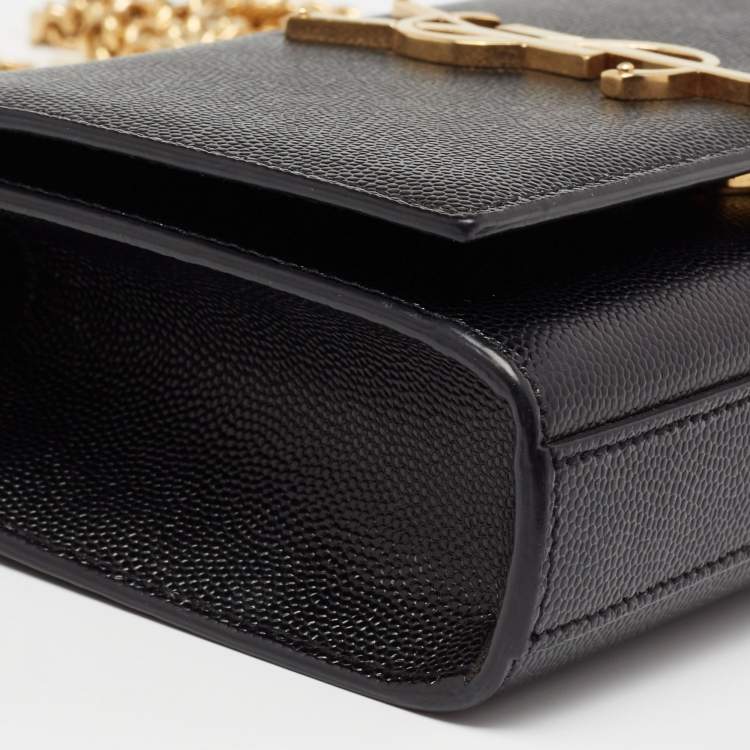 Pre Owned Saint Laurent Black Leather Small Monogram Kate Shoulder Bag