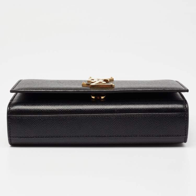 Pre Owned Saint Laurent Black Leather Small Monogram Kate Shoulder Bag