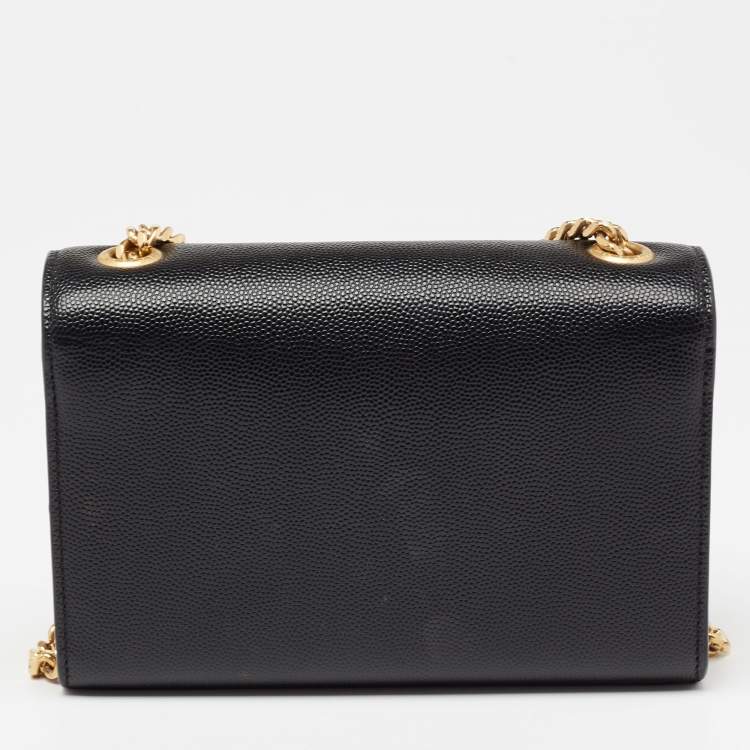 Pre Owned Saint Laurent Black Leather Small Monogram Kate Shoulder Bag