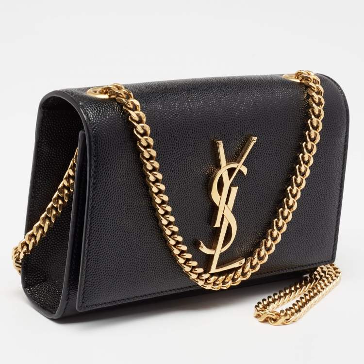 Pre Owned Saint Laurent Black Leather Small Monogram Kate Shoulder Bag
