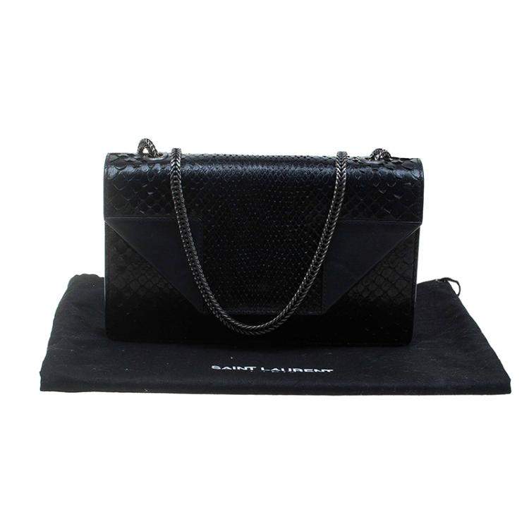 Pre Owned Saint Laurent Paris Black Python Betty Shoulder Bag